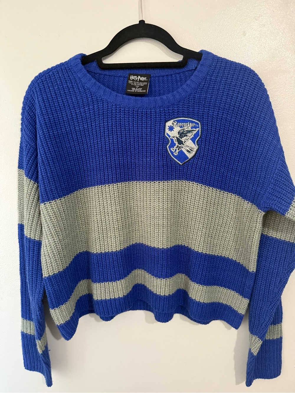 Warner Bros. Ravenclaw Striped Crewneck Sweater - Blue & Gray